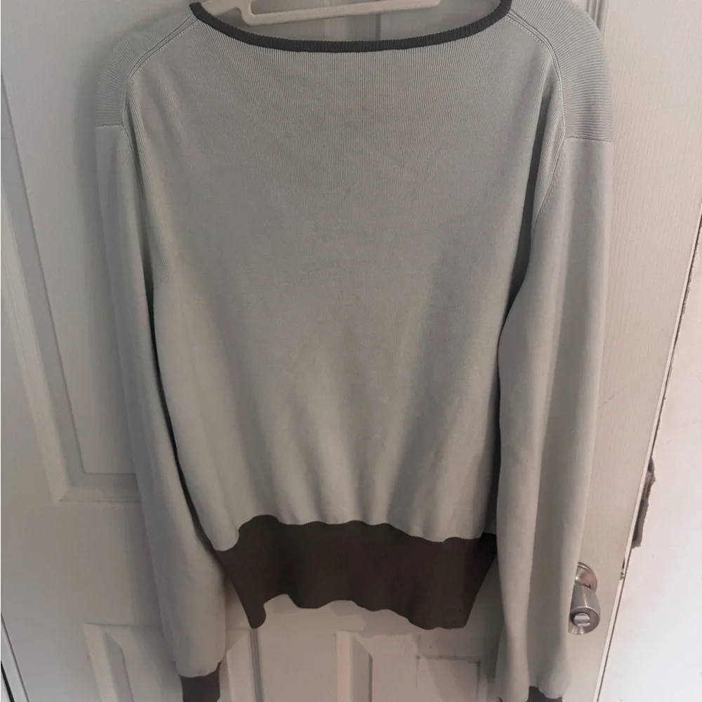 YANSI FUGEL GRAY PONTE SILK KNIT CREW NECK LONG SLEEVE BUTTON UP CARDIGAN XL